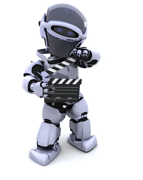 Robot med FILMKLAPPA — Stockfoto