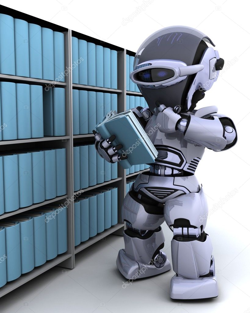 Robot at bookshelf