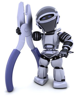 Robot with pliars clipart