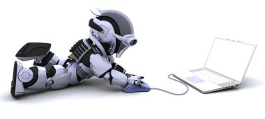 Robot with a computer and mouse clipart