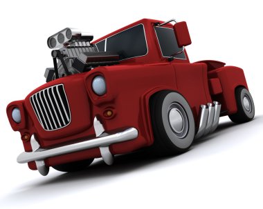 Charicature of supercharged 50's classic pickup truck clipart
