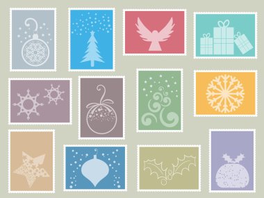 Christmas stamps clipart