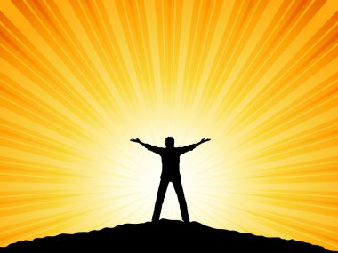 Man with arms raised clipart