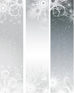 Silver winter banners clipart