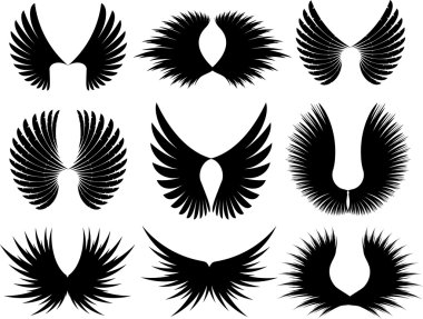 designs of wing silhouettes clipart