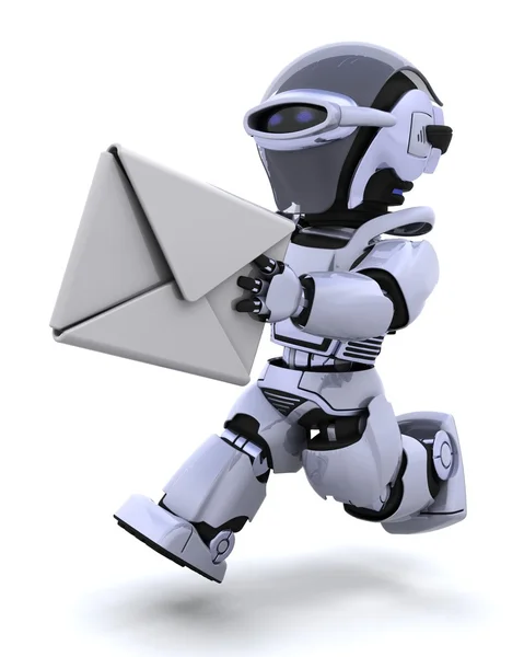 Běžící robot s obálkou — Stock fotografie
