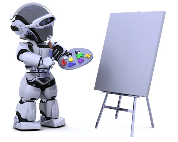 stock image Robot with pallette and paint brush