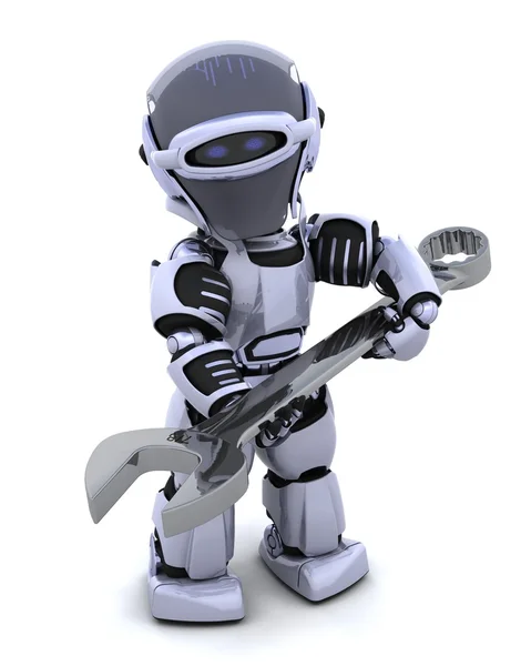 Robot with spanner — Stock Photo, Image