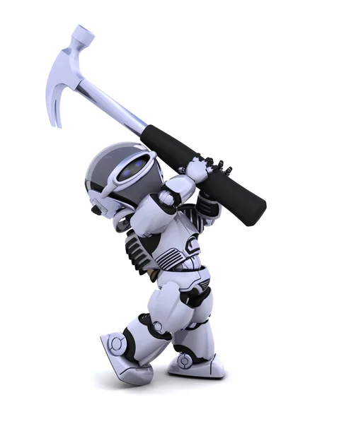 Robot with hammer — Stock Photo, Image