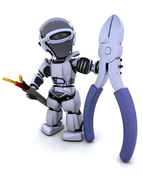 Robot with wire cutters and cable — Stock Photo, Image