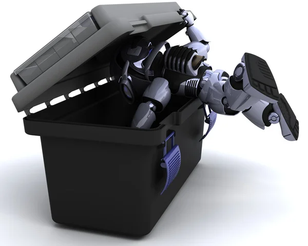 Robot à la recherche d'une boîte à outils — Photo