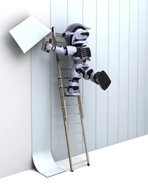 Robot versieren een muur — Stockfoto