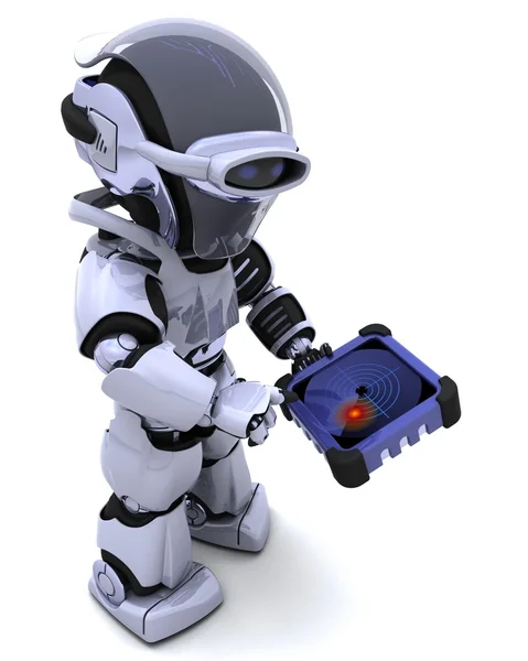 Robot with GPS radar tracker — Stock Photo, Image