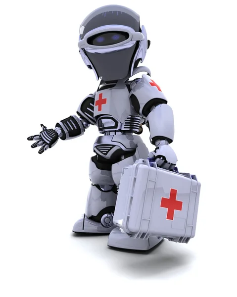 Robot with first aid kit — Stock Photo, Image