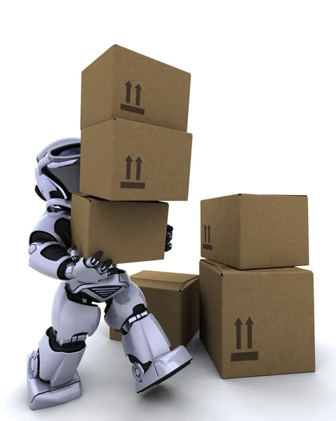 Roboter bewegt Versandboxen — Stockfoto