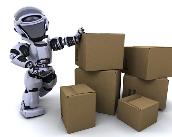 Robota przeniesienie skrzynki shipping — Zdjęcie stockowe