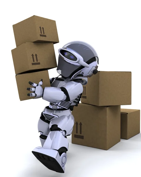 Robot pohybuje přepravní boxy — Stock fotografie