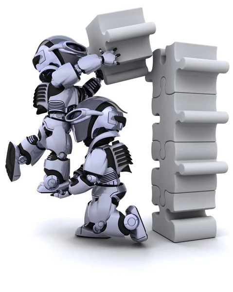 Robot resolver rompecabezas — Foto de Stock