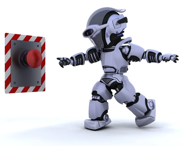 Robot and push button — Stock Photo, Image