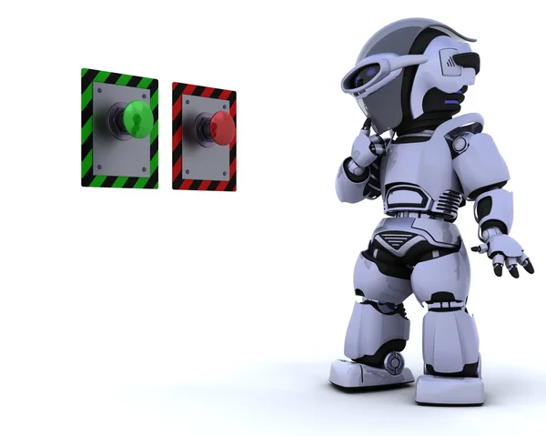 ロボットとプッシュ ボタン — ストック写真