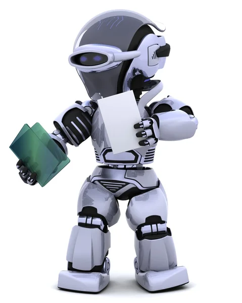 Robot con carpeta de documentos — Foto de Stock