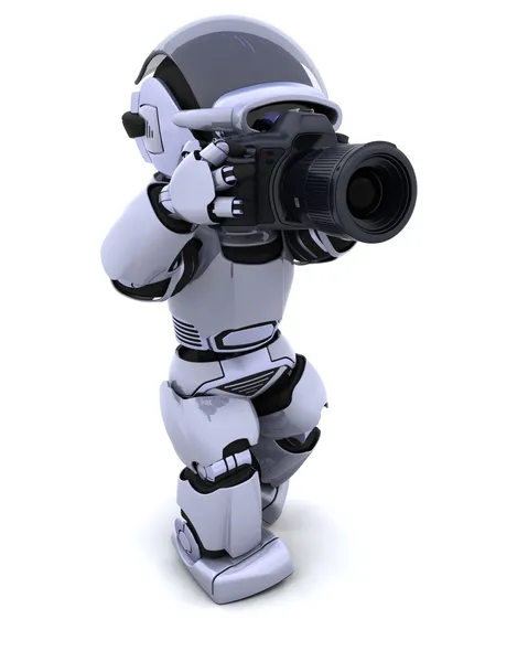 Robot met dslr camera — Stockfoto