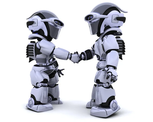 Robots shaking hands — Stock Photo, Image