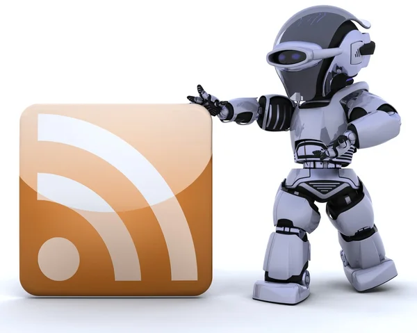 Robot with RSS icon — Stock Photo, Image