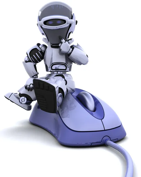 Robot con un ratón de ordenador —  Fotos de Stock