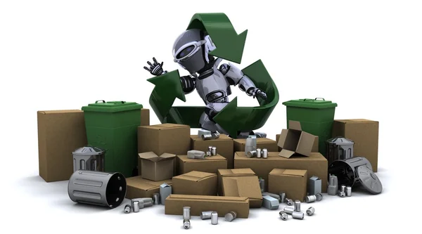 Ρομπότ με σκουπίδια — Φωτογραφία Αρχείου