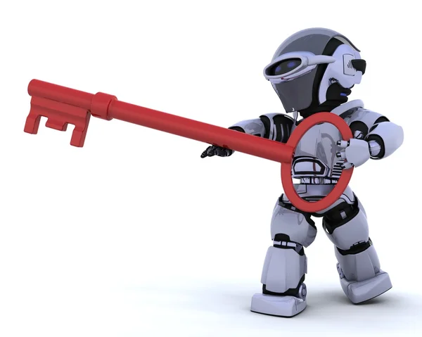 Robot drží klíč — Stock fotografie