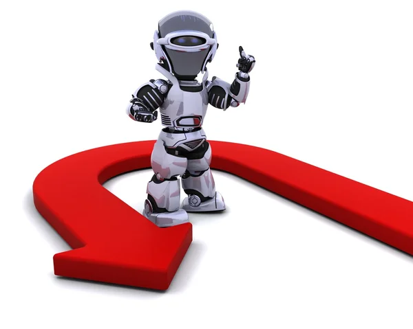 Robô com seta u-turn — Fotografia de Stock