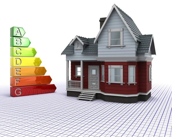 Klasyczne drewna dom z oceny energetycznej — Zdjęcie stockowe