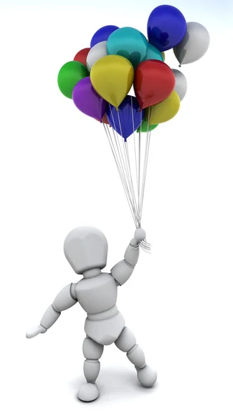 Man with big bunch of balloons — Stock Photo, Image