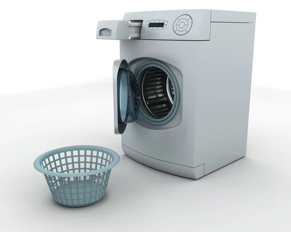 Washing machine and laundry basket — Stock Photo, Image