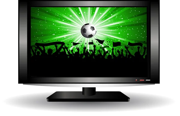 Multidão de futebol na televisão LCD — Fotografia de Stock