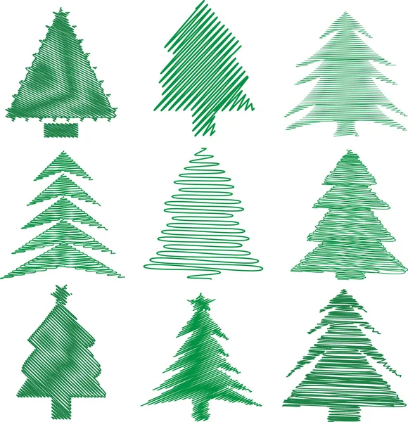Scribble alberi di Natale — Foto Stock