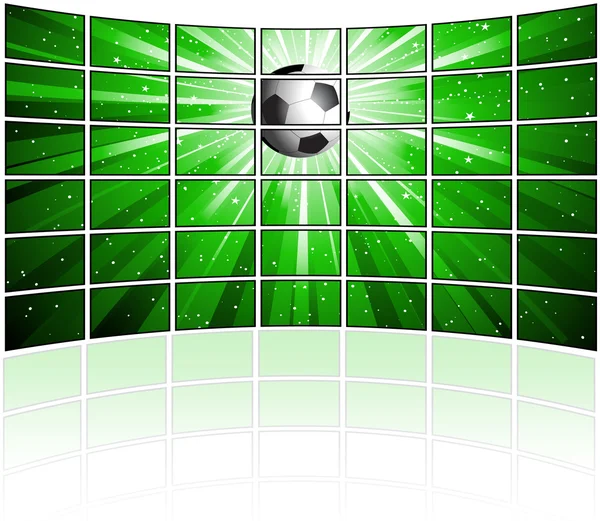Schermi TV con immagine di calcio — Foto Stock