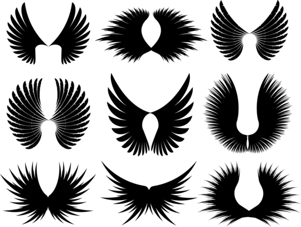 Desenhos de silhuetas de asa — Fotografia de Stock
