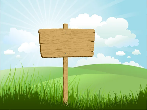 Drewniany znak w trawie — Zdjęcie stockowe