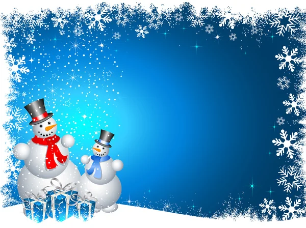 Snowmen with christmas gifts — Stock Photo, Image