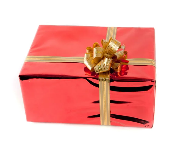 Gift box with ribbon and bow isolated on the white background — Stock Photo, Image