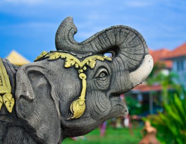 Elephant in full decorated in Thai style molding art clipart