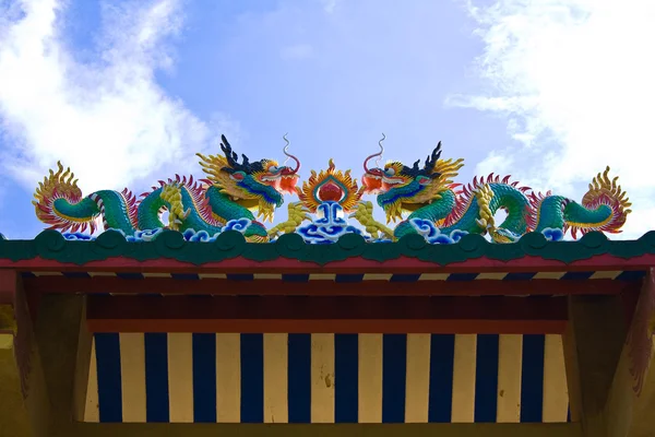Decorazione Del Cancello Principale Nel Tempio Stile Cinese Thailandia — Foto Stock
