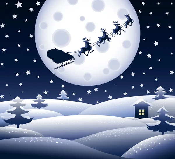 Paysage de Noël bleu — Image vectorielle