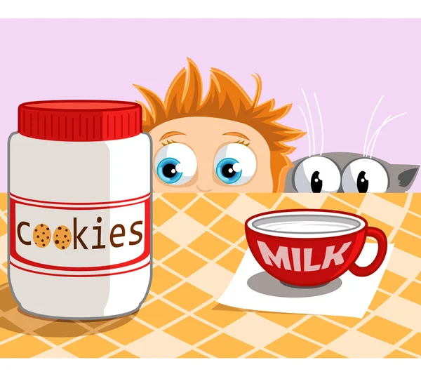 Biscoitos e leite — Vetor de Stock
