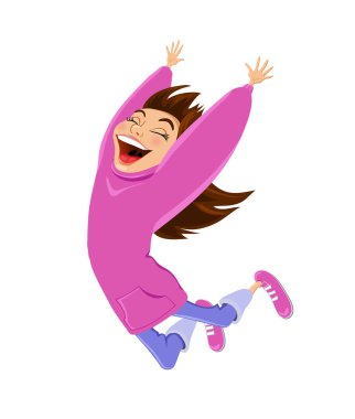 Happy jumpimg girl clipart