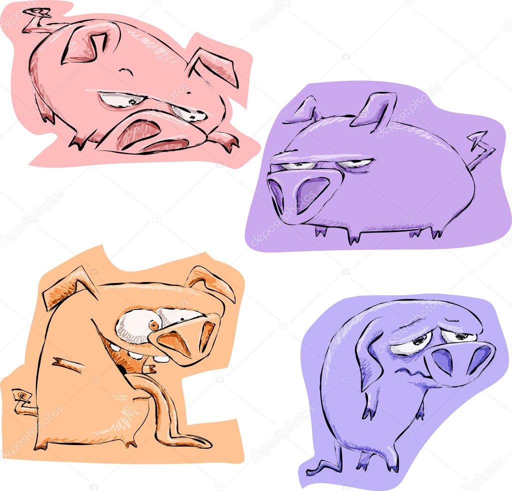 Funny pig character