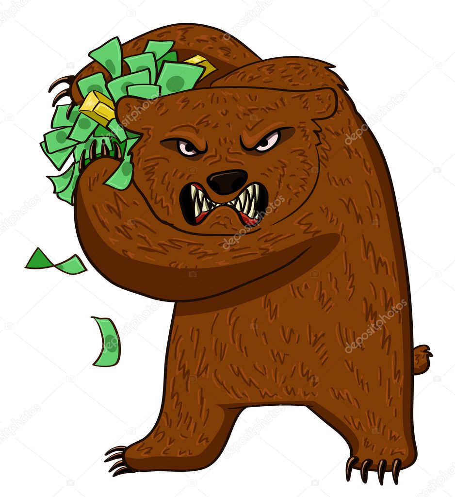 Angry bear with money