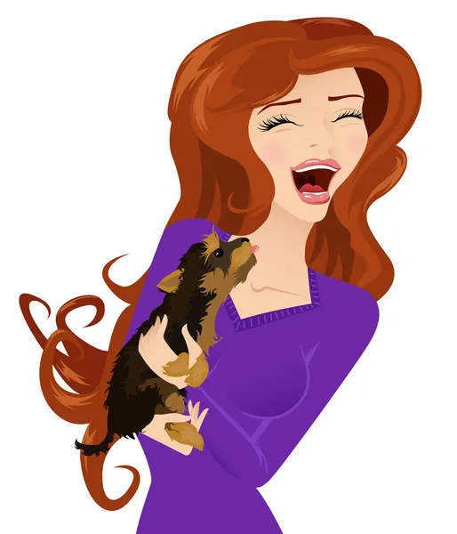 Girl and her puppy — Stock Vector